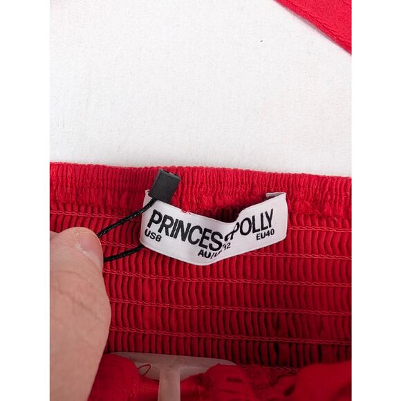 Princess Polly Women's 8 Halter Tie Top - Red - Picture 2 of 6